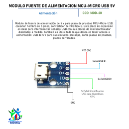 MÓDULO FUENTE DE ALIMENTACIÓN MCU-MICRO USB 5V MÓDULO FUENTE DE ALIMENTACIÓN MCU-MICRO USB 5V