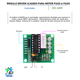 MODULO DRIVER ULN2003 PARA MOTOR PASO A PASO MODULO DRIVER ULN2003 PARA MOTOR PASO A PASO
