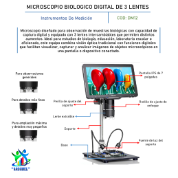 MICROSCOPIO BIOLOGICO DIGITAL DE 3 LENTES