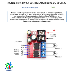 PUENTE H 3V-14V 5A CONTROLADOR DUAL DE VOLTAJE